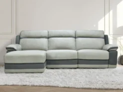 Canapé D'angle Gauche Relax En Microfibre Gris Clair Et Bandes Anthracites TALCA 15 Canapé D'angle Gauche Relax En Microfibre Gris Clair Et Bandes Anthracites TALCA -Canapé Soldes Boutique canape 22492947