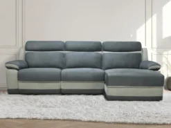 Canapé D'angle Droit Relax En Microfibre Anthracite Et Bandes Gris Clair TALCA 17 Canapé D'angle Droit Relax En Microfibre Anthracite Et Bandes Gris Clair TALCA -Canapé Soldes Boutique canape 22493817