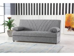 Canapé Dmalama, Canapé Conteneur 3 Places Avec 2 Coussins Inclus, Canapé De Salon En Tissu Rembourré Avec Ouverture Clic-clac, 181x81h88 Cm, Gris