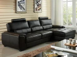 Canapé D'angle En Cuir METROPOLITAN II - Noir - Angle Droit