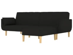 Canapé-lit 2 Places Et Tabouret Deux Oreillers Noir Tissu 12 Canapé-lit 2 Places Et Tabouret Deux Oreillers Noir Tissu -Canapé Soldes Boutique canape 22584955