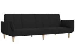 Canapé-lit 2 Places Et Tabouret Deux Oreillers Noir Tissu 13 Canapé-lit 2 Places Et Tabouret Deux Oreillers Noir Tissu -Canapé Soldes Boutique canape 22584957