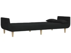 Canapé-lit 2 Places Et Tabouret Deux Oreillers Noir Tissu 15 Canapé-lit 2 Places Et Tabouret Deux Oreillers Noir Tissu -Canapé Soldes Boutique canape 22584961