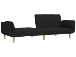 Canapé-lit 2 Places Et Tabouret Deux Oreillers Noir Tissu 16 Canapé-lit 2 Places Et Tabouret Deux Oreillers Noir Tissu -Canapé Soldes Boutique canape 22584963