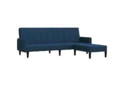 Canapé-lit à 2 Places Avec Repose-pied Bleu Velours -Canapé Soldes Boutique canape 22585315