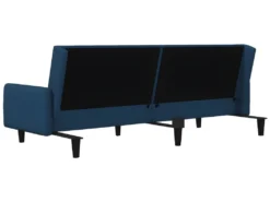 Canapé-lit à 2 Places Avec Repose-pied Bleu Velours -Canapé Soldes Boutique canape 22585319