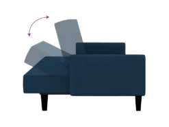Canapé-lit à 2 Places Avec Repose-pied Bleu Velours -Canapé Soldes Boutique canape 22585323