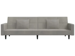 Canapé-lit 2 Places Et Deux Oreillers Et Repose-pied Gris Clair -Canapé Soldes Boutique canape 22585437