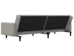 Canapé-lit 2 Places Et Deux Oreillers Et Repose-pied Gris Clair -Canapé Soldes Boutique canape 22585439