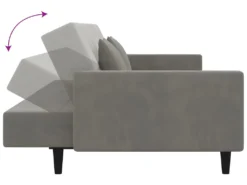 Canapé-lit 2 Places Et Deux Oreillers Et Repose-pied Gris Clair -Canapé Soldes Boutique canape 22585441