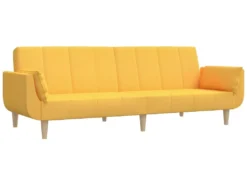 Canapé-lit 2 Places Et Tabouret Deux Oreillers Jaune Tissu -Canapé Soldes Boutique canape 22585651