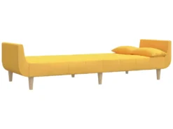 Canapé-lit 2 Places Et Tabouret Deux Oreillers Jaune Tissu -Canapé Soldes Boutique canape 22585655