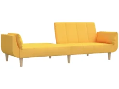 Canapé-lit 2 Places Et Tabouret Deux Oreillers Jaune Tissu -Canapé Soldes Boutique canape 22585657