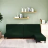 Canapé-lit à 2 Places Avec Repose-pied Vert Foncé Velours