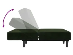 Canapé-lit à 2 Places Avec Repose-pied Vert Foncé Velours -Canapé Soldes Boutique canape 22585737