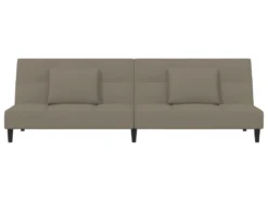 Canapé-lit 2 Places 2 Oreillers Repose-pied Gris Clair Velours -Canapé Soldes Boutique canape 22585791