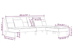 Canapé-lit 2 Places 2 Oreillers Repose-pied Gris Clair Velours -Canapé Soldes Boutique canape 22585801