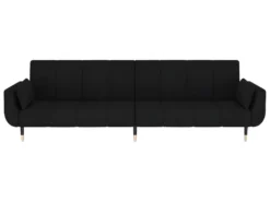 Canapé-lit 2 Places Et Tabouret Deux Oreillers Noir Velours 14 Canapé-lit 2 Places Et Tabouret Deux Oreillers Noir Velours -Canapé Soldes Boutique canape 22585871