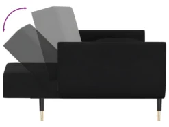 Canapé-lit 2 Places Et Tabouret Deux Oreillers Noir Velours 17 Canapé-lit 2 Places Et Tabouret Deux Oreillers Noir Velours -Canapé Soldes Boutique canape 22585877