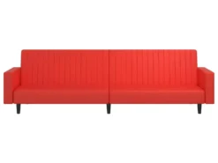 Canapé-lit à 2 Places Avec Repose-pied Rouge Similicuir -Canapé Soldes Boutique canape 22585911