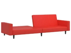 Canapé-lit à 2 Places Avec Repose-pied Rouge Similicuir -Canapé Soldes Boutique canape 22585915