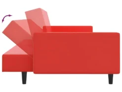 Canapé-lit à 2 Places Avec Repose-pied Rouge Similicuir -Canapé Soldes Boutique canape 22585919