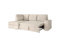 ADEN - Canapé D'angle Convertible Avec Coffre En Velours Côtelé - Beige - Angle Gauche -Canapé Soldes Boutique canape 22678867