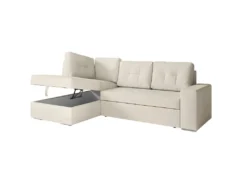 ADEN - Canapé D'angle Convertible Avec Coffre En Tissu - Beige - Angle Gauche -Canapé Soldes Boutique canape 22678971