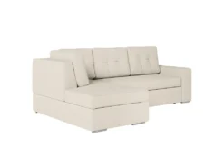 ADEN - Canapé D'angle Convertible Avec Coffre En Tissu - Beige - Angle Gauche -Canapé Soldes Boutique canape 22678973