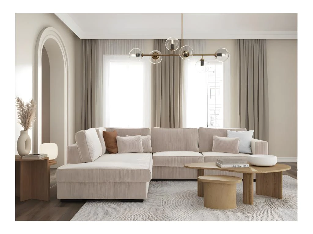 BELAMI - Canapé D'angle 4 Places En Velours Côtelé - Beige - Angle Gauche 2 BELAMI - Canapé D'angle 4 Places En Velours Côtelé - Beige - Angle Gauche – Image 2