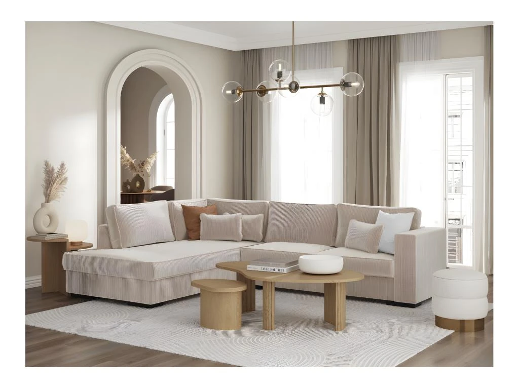 BELAMI - Canapé D'angle 4 Places En Velours Côtelé - Beige - Angle Gauche 4 BELAMI - Canapé D'angle 4 Places En Velours Côtelé - Beige - Angle Gauche – Image 4