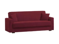 Canapé Dlinette, Canapé Conteneur 3 Places Linéaire, Canapé De Salon En Tissu Rembourré Avec Ouverture Clic-clac, 212x80h87 Cm, Rouge