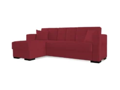 Canapé Ddajca, Canapé D'angle Avec Péninsule Réversible, Canapé De Rangement Pour Le Salon Avec Chaiselongue Et 2 Coussins, 230x150h81 Cm, Rouge