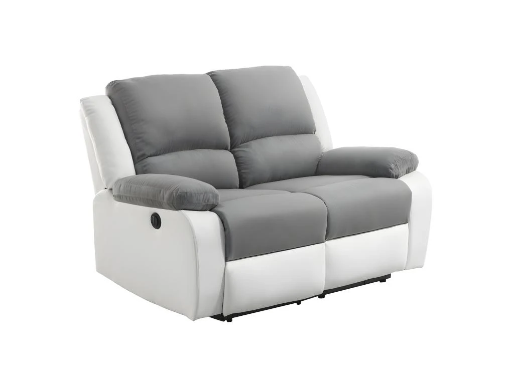 Canapé De Relaxation électrique 2 Places Microfibre Et Simili DETENTE - Blanc Et Gris 9 Canapé De Relaxation électrique 2 Places Microfibre Et Simili DETENTE - Blanc Et Gris – Image 9