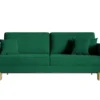 Canapé Convertible - 200 Cm - 3 Places - Velours Hydrophobe - Vert - VALICO
