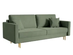 Canapé Convertible - 200 Cm - 3 Places - Velours Hydrophobe - Olive - VALICO -Canapé Soldes Boutique canape 22704905