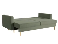 Canapé Convertible - 200 Cm - 3 Places - Velours Hydrophobe - Olive - VALICO -Canapé Soldes Boutique canape 22704907
