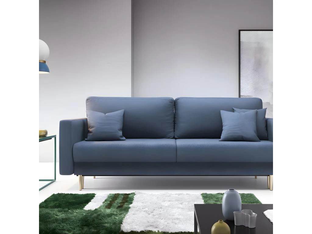 Canapé Convertible - 200 Cm - 3 Places - Bleu Marin - VALICO 2 Canapé Convertible - 200 Cm - 3 Places - Bleu Marin - VALICO – Image 2