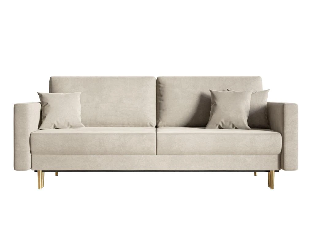 Canapé Convertible - 200 Cm - 3 Places - Velours Hydrophobe - Beige - VALICO 1 Canapé Convertible - 200 Cm - 3 Places - Velours Hydrophobe - Beige - VALICO