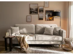 Canapé Convertible - 200 Cm - 3 Places - Velours Hydrophobe - Beige - VALICO 9 Canapé Convertible - 200 Cm - 3 Places - Velours Hydrophobe - Beige - VALICO -Canapé Soldes Boutique canape 22704955