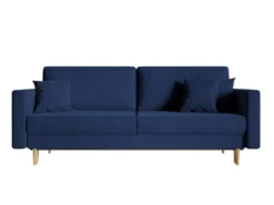 Canapé Convertible - 200 Cm - 3 Places - Velours Hydrophobe - Bleu Marin - VALICO