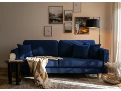 Canapé Convertible - 200 Cm - 3 Places - Velours Hydrophobe - Bleu Marin - VALICO 9 Canapé Convertible - 200 Cm - 3 Places - Velours Hydrophobe - Bleu Marin - VALICO -Canapé Soldes Boutique canape 22704997