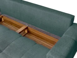 Canapé 3 Places Convertible En Tissu Bouclette Bleu Canard ISSORO -Canapé Soldes Boutique canape 22729733