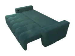 Canapé 3 Places Convertible En Tissu Bouclette Bleu Canard ISSORO -Canapé Soldes Boutique canape 22729761