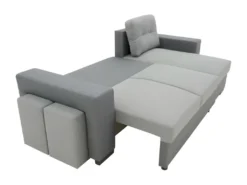 Canapé D'angle Convertible Réversible 3 Places JAMES - L 245 X H 91 X P 139 Cm - Coffre Et 2 Poufs - Anthracite Et Gris -Canapé Soldes Boutique canape 22736077