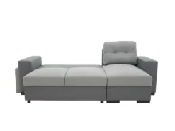 Canapé D'angle Convertible Réversible 3 Places JAMES - L 245 X H 91 X P 139 Cm - Coffre Et 2 Poufs - Anthracite Et Gris -Canapé Soldes Boutique canape 22736079