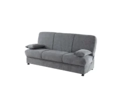Canapé Alvaro, Canapé Conteneur 3 Places Avec 2 Coussins Inclus, Canapé De Salon En Tissu Rembourré Avec Ouverture Clic-clac, 180x81h90 Cm, Gris