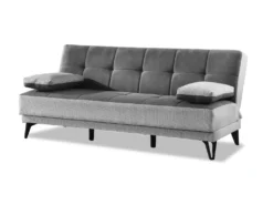 Canapé Jordi, Canapé 3 Places Avec Pieds En Métal Noir, Canapé De Salon En Tissu Rembourré Avec Ouverture Clic-clac, 190x87h97 Cm, Gris