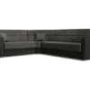 Canapé Matias, Canapé D'angle Avec Rangement En éco-cuir Et Tissu, Canapé De Salon Avec Ouverture Clic-clac Et Péninsule Réversible, 305x238h91 Cm, Noir Et Gris Foncé