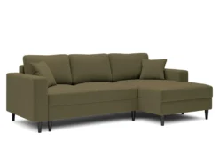 Canapé D'angle - 230 Cm - En L Avec Un Coffre De Rangement - Velours Hydrophobe - Olive - Côté Droit - NALIKA -Canapé Soldes Boutique canape 22805641